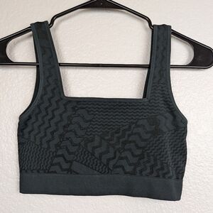 NWOT Spiritual Gangster Amara matte shine jacquard dark green bra